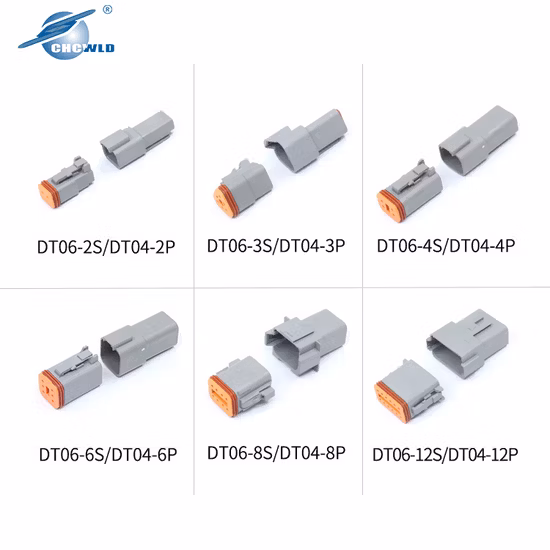 High Quality Deutsch Dt Dt04 Dt06 Auto Connector Plug 2 3 4 6 8 12 Pin Male and Female Waterproof Wire Harness Car Electric Terminal Cable Automotive Connector